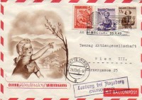 03. Ballonpost 23. X. 1949 Bregenz ( Ganzsache 15 Groschen )